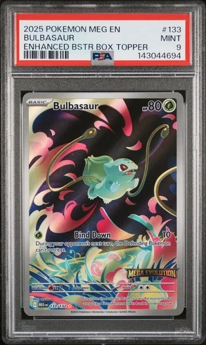2025 POKEMON MEG EN-MEGA EVOLUTION ENHANCED BOOSTER BOX TOPPER BULBASAUR PSA 9