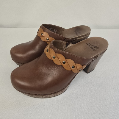 Dansko Womens Clogs 38 US Brown Rach Mule Braided Leather 70s  Boho