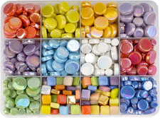 2.64LB Mosaic Tiles for Crafts Bulk   10 Colors round Glass Mosaic Tiles 4 Size