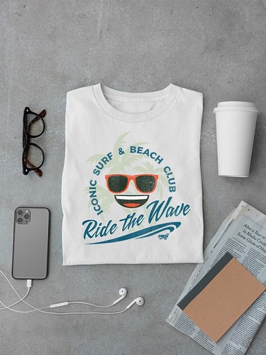 Ride the Wave - Surf Club Beach Vibes Retro Emoji Men's T-shirt - Picture 3 of 8
