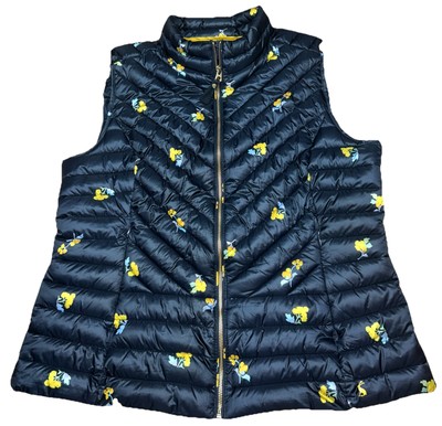 Joules Womens Size 14 Brindley Printed Slim Fit Warmer Gilet, Puffer Vest Floral