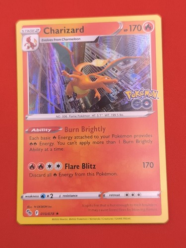 Charizard 010/078 Pokémon Go Ultra Rare Holo Pokemon Card * New * - Picture 10 of 14
