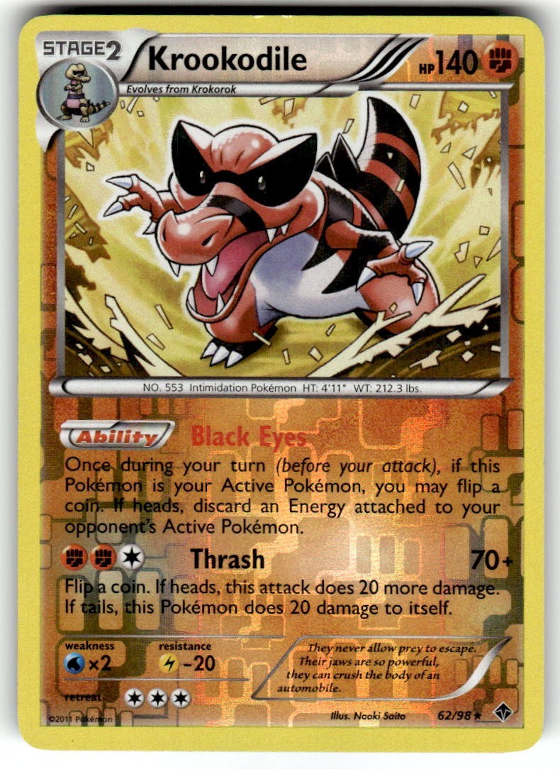 Krookodile 62/98 Reverse Holo Rare Pokemon TCG BW Emerging Powers VLP/NM