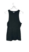 James Perse Women's Tank Top Ribbed Scoop Neck Sleeveless Stretch Cotton Green 1