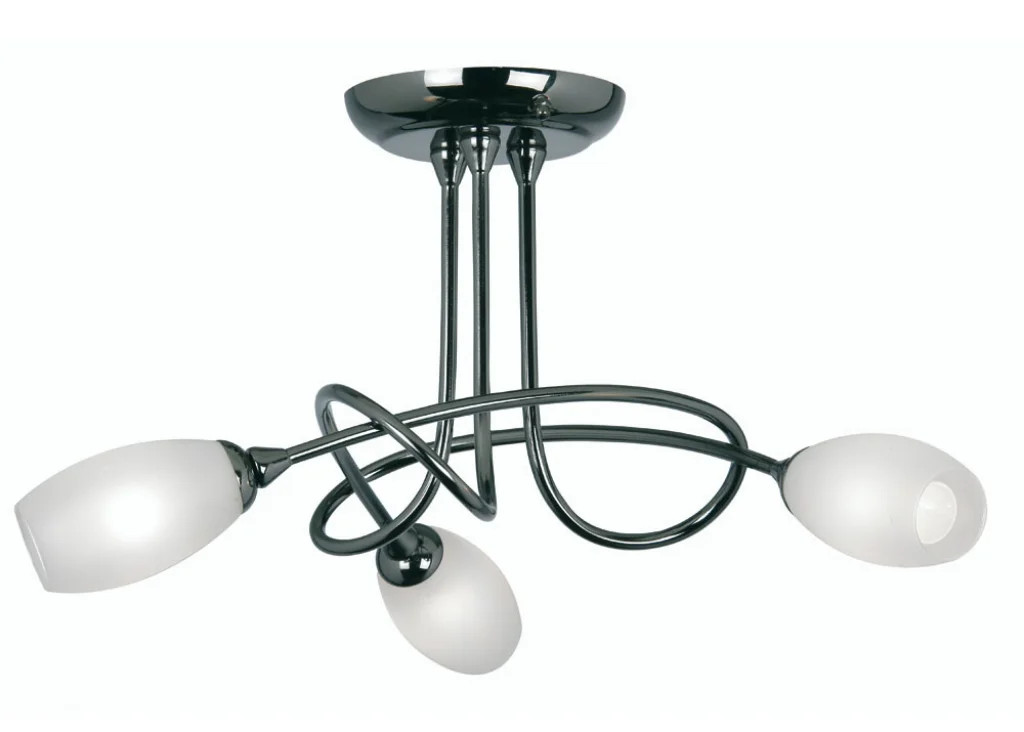 Ceiling Light Black Tara 3 Mirror Oaks Lighting 5327/3 MB