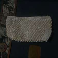 White Handmade Crochet Clutch Bag for Women vintage