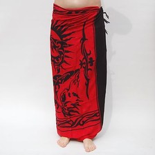 NEW UNISEX MENS WOMENS RED BLACK SARONG BEACH POOL WRAP SWIMWEAR COVER UP /sa018