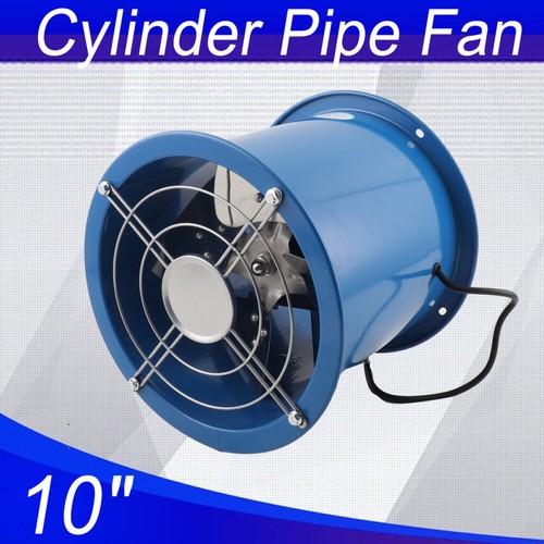 10" Axial Fan Cylinder Pipe Spray Booth Paint Fumes Exhaust Fan Silent Workshop