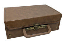 Service Mfg. Co. Brown Faux Leather 12 Cassette Case Holder Briefcase Style