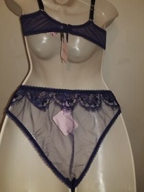 Agent Provocateur Piper set in navy bra size 36D and ouvert AP 4 large NWT