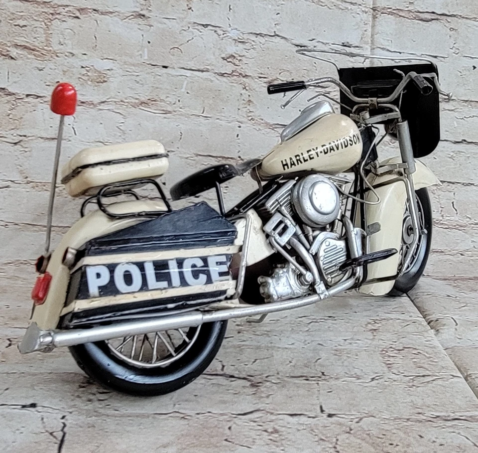 Harley Davidson Police Motocicleta Modelo 1978 Hecho a mano Antiguo Arte Decoración Foto 3 de 4