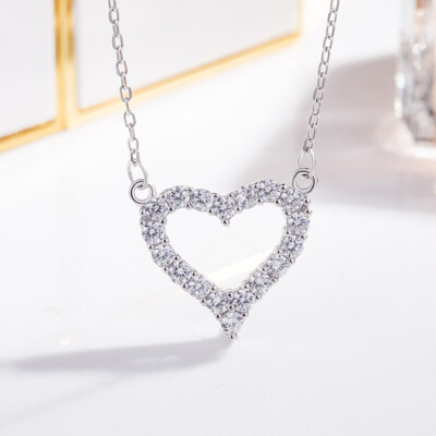 Genuine 925 Sterling Silver Cable Chain With Heart Pendant