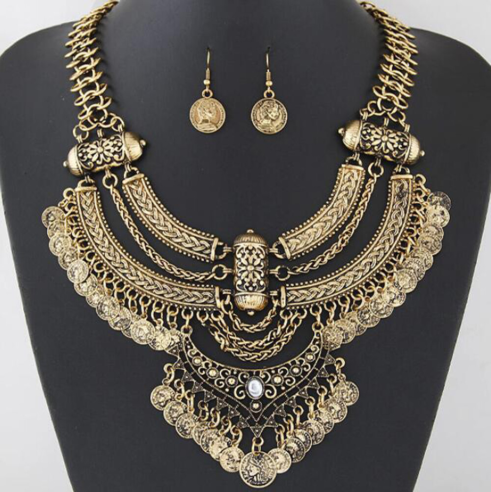 Bohemia Mujeres Gargantilla Gruesa Destacada Cuello de Pechera Dije Collar Colgante Joyería