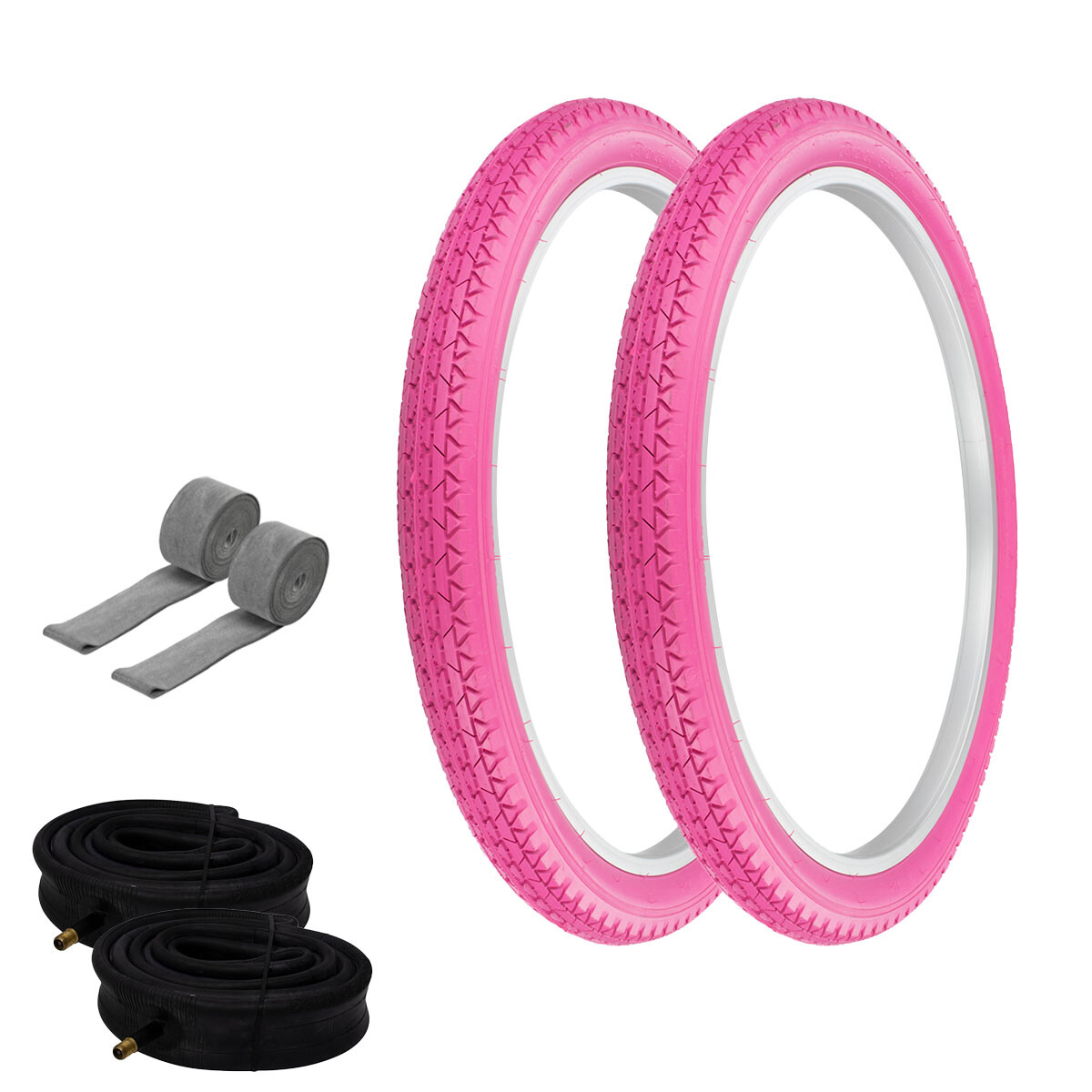 PRO+ TIRES 24 x 2.125 PINK P-123A W/ HEAVYDUTY TUBES & RIM STRIPS