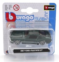 Burago 1/64 Ford Mustang GT500 Coupe 1967 GrÜN Statisches Modell Diecast