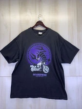 Vtg 1990s Scorpion Custom Chrome Motorcycle Biker Mens Distressed Graphic Shirt