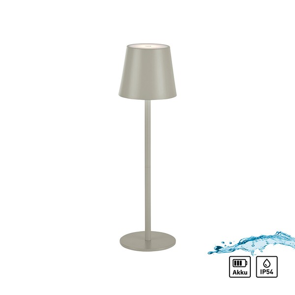 Led Tischleuchte Akku Grau Dimmbar üBer Touchdimmer IP54 Wetterfest Outdoor Usb-image