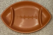 Football Chips and Dip Serving Tray with Utensil Caddy for Tailgate Parties