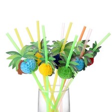 50 Coconut Tree Drinking Straws