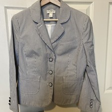 Ann Taylor Loft Blazer 10 Striped EUC Workwear, 100 Cotton Shell, Lined, Office