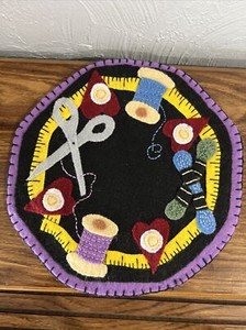 Handmade Mug Rug 8” X 8” Or Perfect With The ￼ coordinating purple pin cushion.