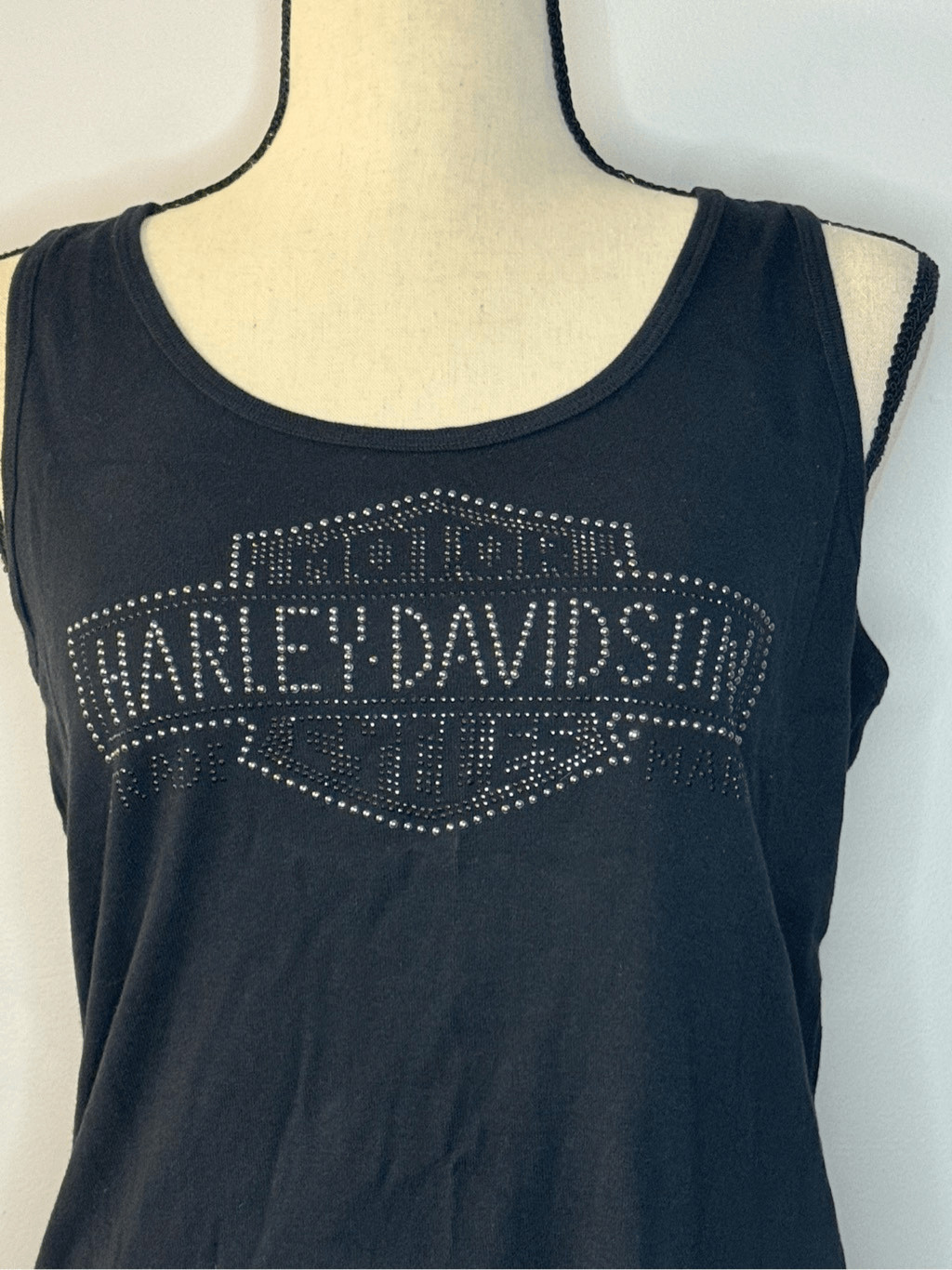 Harley Davidson black rhinestone Miami tank top size … - Gem