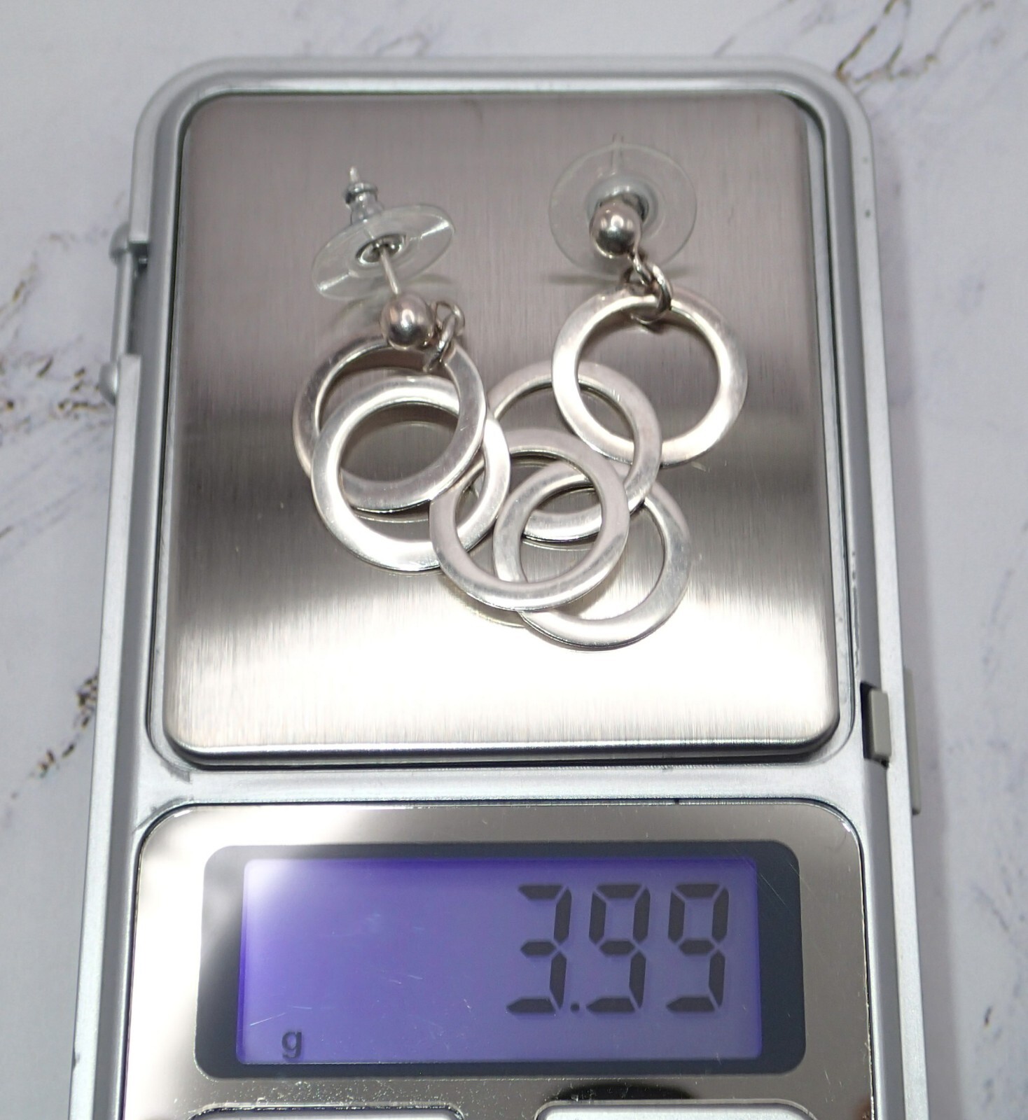 STERLING SILVER (925) INTERLOCKING CIRCLE EARRING… - image 8