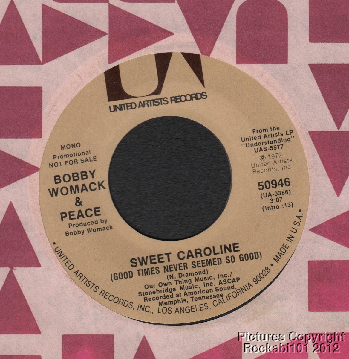 (Hear) 1972 Bobby Womack Peace Soul EX DJ 45 (Sweet Caroline)