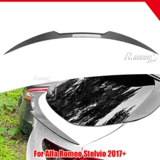 FOR 2017-2024 ALFO ROMEO STELVIO CARBON LOOK V-STYLE REAR TRUNK MID SPOILER WING