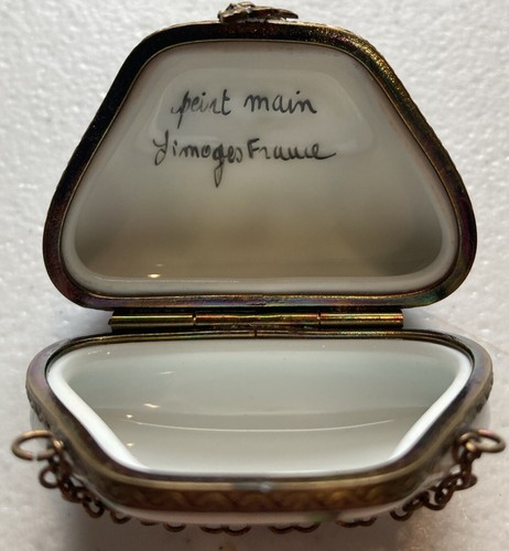 Limoges Frankreich Schmetterling Handtasche Schmuckkästchen mit Kette Peint Main - Bild 2 von 9