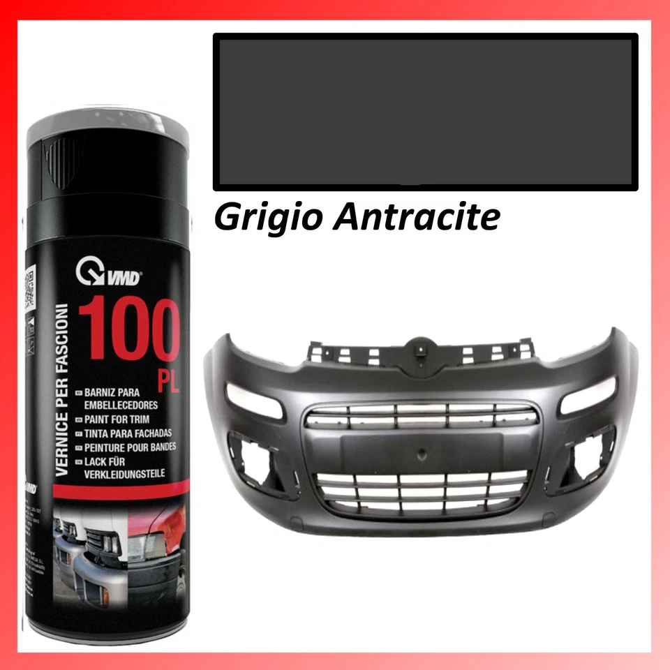 Vernice Spray per Paraurti Plastica Antracite Rinnova Fascioni Spoiler Auto Moto
