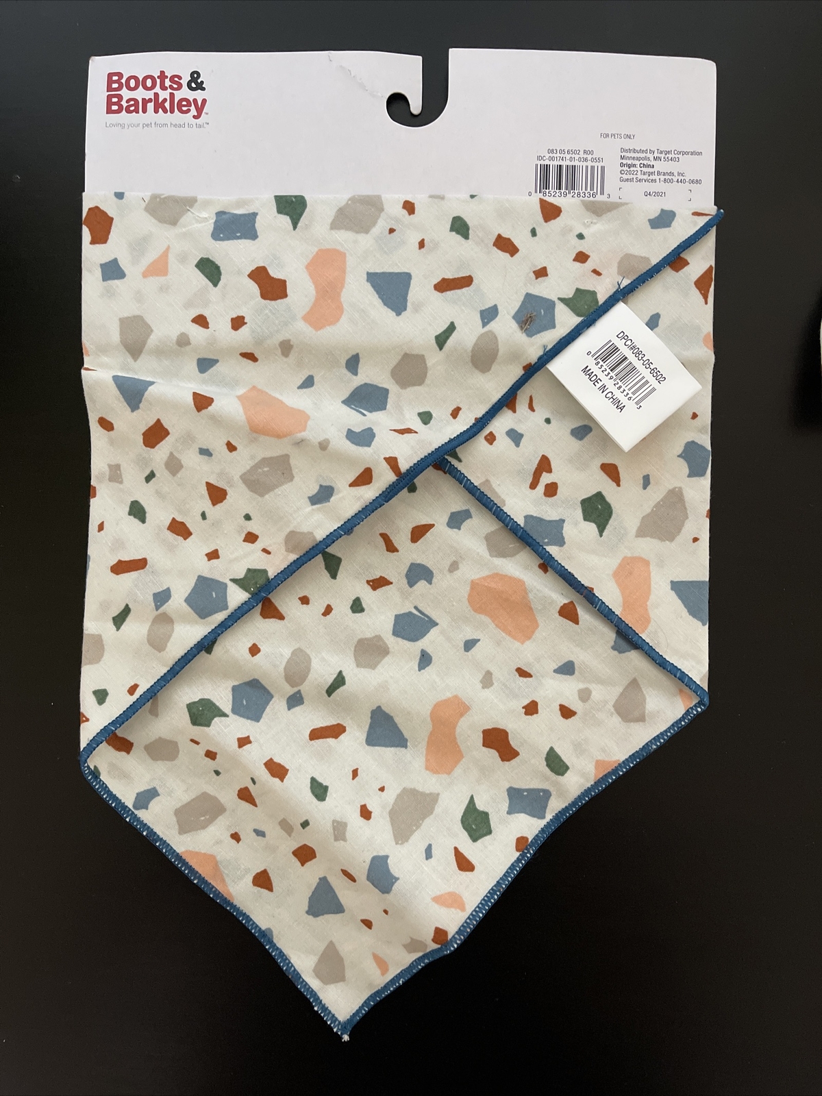 Boots&Barkley Confetti Print Dog Bandana One Size Fits Most + Bow