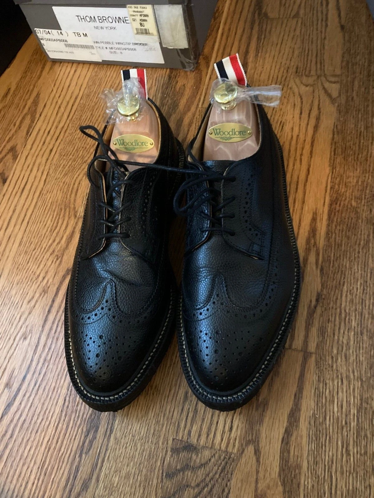 Scarpe Brogues Thom Browne nere ad ala lunga 1100 $ Oxford 8 UK