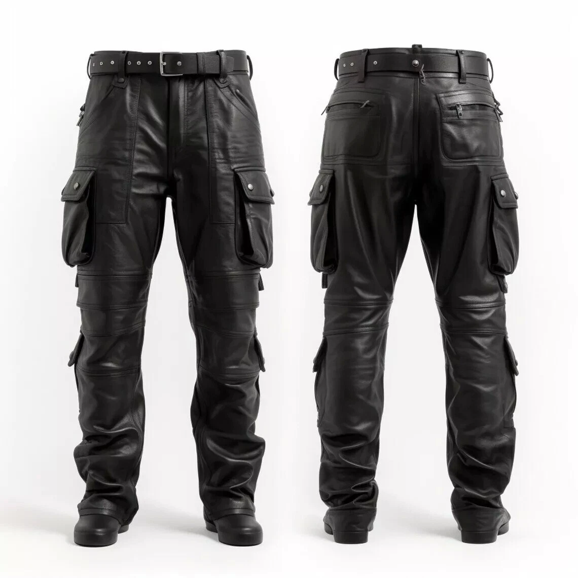 MEN'S REAL LEATHER CARGO 8 POCKETS PANTS BIKERS PANTS WITH MULTIPLE POCKETS
Opens in a new window or