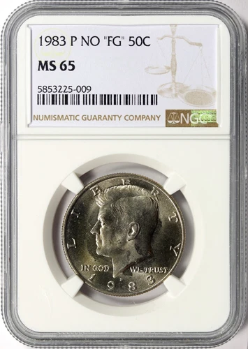 1983-P No "FG" Kennedy Half Dollar 50c NGC MS65 POP 3/4