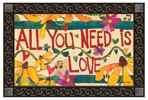 ALL YOU NEED IS LOVE MATMATE Floor Mat Lennon McCartney Lyric Project NEW 11726 - Afbeelding 1 van 15