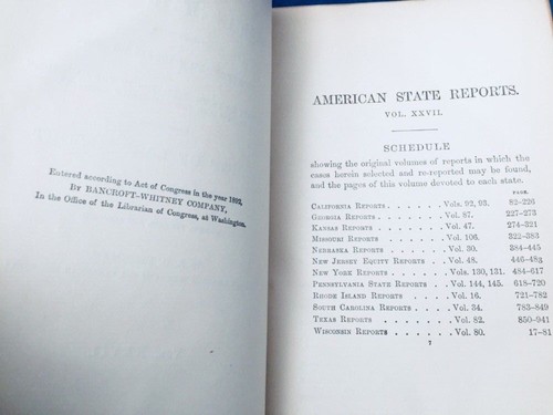 The American State Reports-Cases of General Value & Authority, Rare 1892 Law - Picture 9 of 10