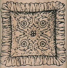 Fancy Ruffled Pillow 2 1/4 x 2 1/4" Rubber Stamp, Pillow Stamp