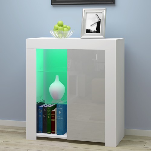 Living Room Cabinet Cupboard Sideboard Matt Body and High Gloss Door + LED Light - Picture 24 of 36