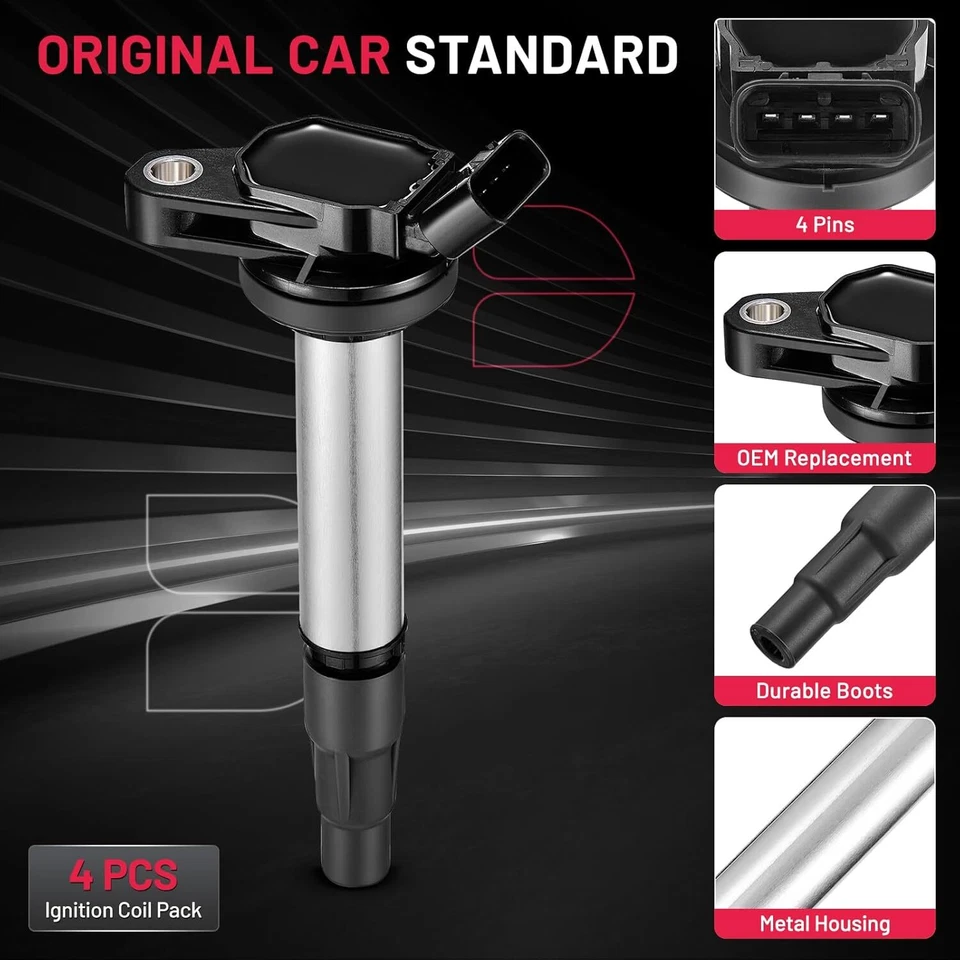 Paquete de 4 bobinas de encendido UF596 para Lexus CT200h Scion xD 1,8 L L4 Foto 2 de 4