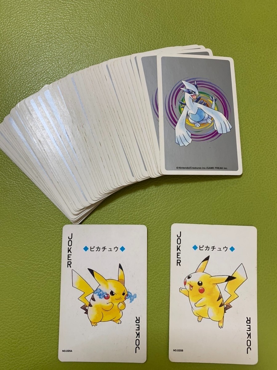 pokemon themed playing cards Pokemon Playing Cards Poker Decks Silver Lugia Nintendo 1999 used without  Box 01