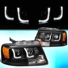 For 2004-2008 Ford F150 Lincoln Mark Lt Led Drl Projector Headlight Black Amber