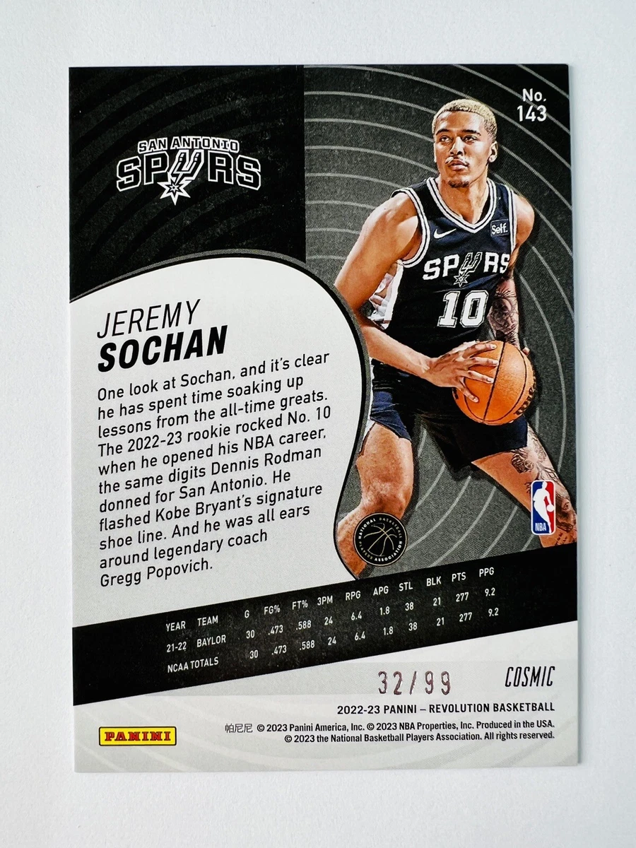 JEREMY SOCHAN COSMIC 2022-23 Panini Revolution ROOKIE /99 Spurs RC