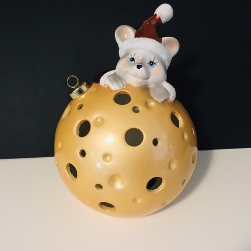Topo sul Formaggio Decorazione Natalizia Luce Candela Senza Fiamma Cambia Colori Kitsch - Foto 12 di 12
