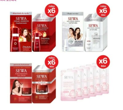 Sewa Insam Essence/Age-White Serum/Rose Whitening Day/Overnight Cream 6 Sachets