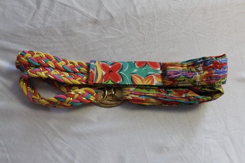 Vintage 1980s Multicolor Braided Belt Gold Tone Buckle 31" - Picture 4 of 5