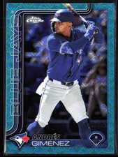 2025 Topps Chrome Logofractor Aqua Refractors #70 Andres Gimenez #/199 Jays SB
