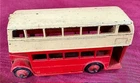 Vintage 1950's DINKY TOYS Meccano 29C Double Decker Bus 4" Long in Red / Cream