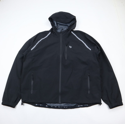 Baleaf Rain Jacket Mens 2XL Black Hooded Windbreaker Shell Reflective Full Zip