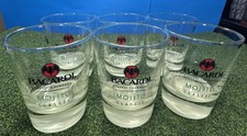 Vtg BACARDI Mojito Classic Glasses With Green Weighted Bottoms 12oz. Set/6 VGC